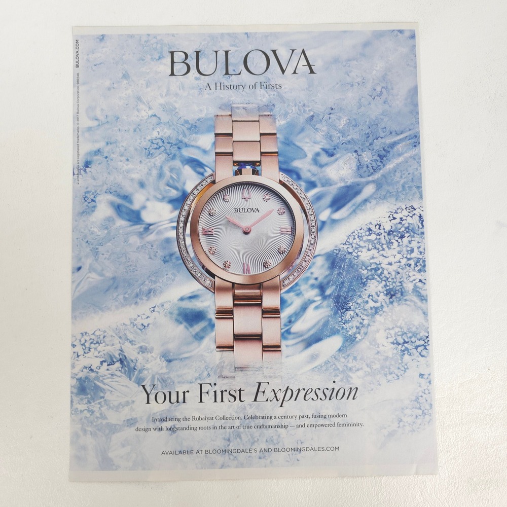 Bulova Rubaiyat Watch Print Ad Gold Diamond Collector Display Closet Wall Art